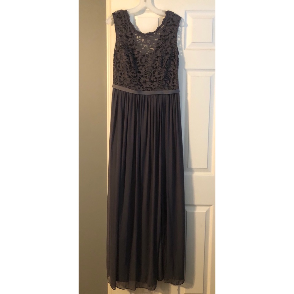 Long Bridesmaid Dress with Lace Bodice
